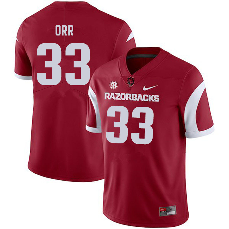 Men #33 Logan Orr Arkansas Razorbacks College Football Jerseys Sale-Cardinal